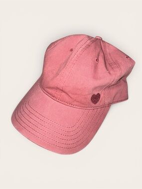 aerie Dusty Rose Cotton Baseball Cap with Glitter Heart